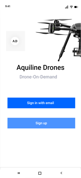 Sign In page for the Aquiline Drones On-Demand app