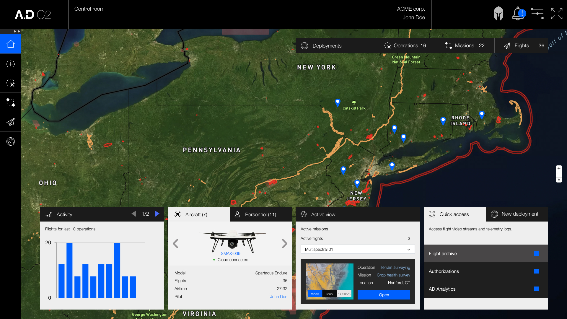 Tablet with AD Map dashboard